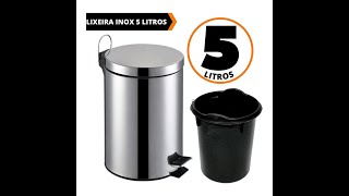 Cesto De Lixo 5lts 100% Inox C/ Pedal Banheiro E Cozinha