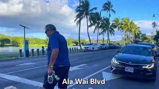 HAWAII, USA 🇺🇸 Waikiki Walking Tour in 4K   walking on Ala Wai Blvd in Waikiki, Honolulu, Oahu