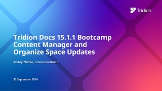 Tridion Docs 15.1.1 (Alf1u1) Bootcamp 1of3 - Content Manager Update