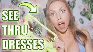 TRANSPARENT DRESSES & LACE LINGERIE TRY ON HAUL - 360 MIRROR VIEW! [4K]