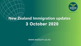 New Zealand Immigration update 3 October 2020