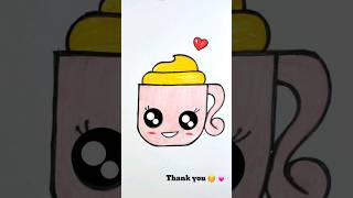 Cute cream cup tea drawing and colouring #kidsvideo #cup #animation #kidssong