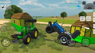 Nishu Bhai John Deere 5050d and Ford 3600 with big trolley fully loaded🔥 #tractor #gamingvideos