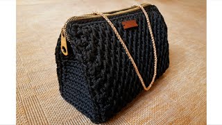 كروشيه شنطة مميزة بغرزة خلية النحل بخيط مكرمية سلسله/Crochet bag