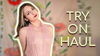 [4k] Black Semi-transparent Dress & Pink Top | At Home Try on Haul | Yours Richie