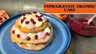 Pomegranate Tiramisu with Eggless Lady Finger Biscuit (Savoiardi) Pomegranate Coulis | Tiramisu Cake