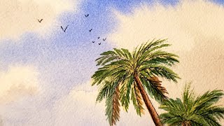 How to: Palm trees and clouds in watercolor