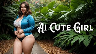 AI-Enhanced Style: Stunning Curvy Model in Hot Blue Outfit – Chatuchak Park’s Lush Greenery