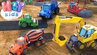 Construction Vehicles Song for Kids 🚛 Excavator, Bulldozer & Other Trucks for children - HeyKids