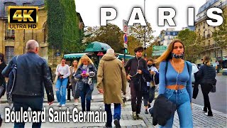 【4K】🇫🇷Paris Street During Lunch Time - Rue du Bac - Boulevard Saint-Germain - October 2021