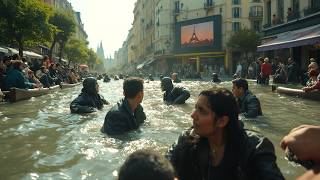 Cannes, the Capital of Cinema, plunged under Water. Floods in France due to storm from Europe.