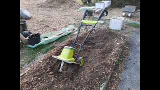 March 2024:  Preparing my homestead with my 20 minute old tiller