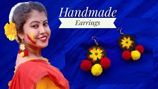 Fabric Earrings Making|DIY Earrings|Pompom earrings|Handmade earrings making|ArtHolic KM