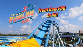 [4K] Pipeline the Surf Coaster - SeaWorld Orlando Front Row Ride POV! Launched Stand Up Coaster!