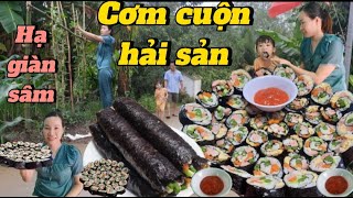 Thưởng thức cơm cuộn hải sản tại nhà ngon không thua sushi hàn quốc sau khi trang hạ giàn sương sâm.