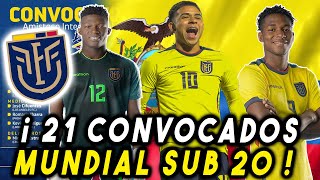 🇪🇨 LOS 21 CONVOCADOS SELECCIÓN ECUADOR SUB 20 PARA EL MUNDIAL EN ARGENTINA QUE YO LLEVARIA LATRI 💥