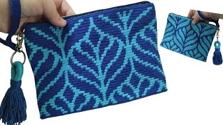 ОДНА СХЕМА - ДВА УЗОРА! Косметичка крючком, жаккард крючком Tapestry crochet, crochet cosmetic bag