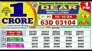 Nagaland lottery result today 1pm  18/10/2024 -  morning Nagaland State Lottery Result Pdf.