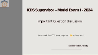 ICDS Supervisor Model Exam 2024 | Top 25 questions