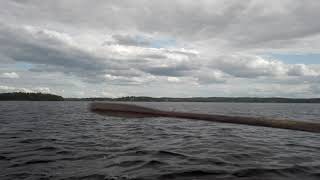 [4K] Rowing a boat on a gloomy day - Royalty free stock footage