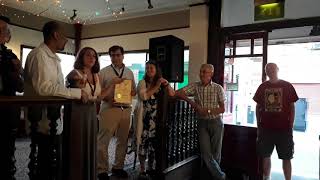 Pub of the Year 2018 award presentation to Ye Olde Rose & Crown Theatre pub in Walthamstow