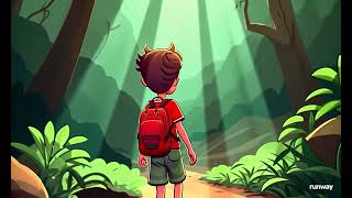 Boy walking in the jungle