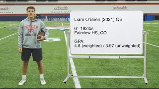 Liam O'Brien (QB 2021) Route Tree Workout