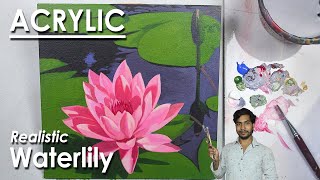 How to Paint A Realistic Waterlily Composition in Acrylic | step by step Painting