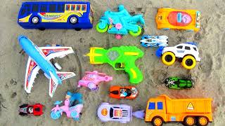 🔥🔫🚙Searching for Toy Vehicles, guns Police Toys, Auto Rickshaws, Forklift, Excavator Truck, Tour