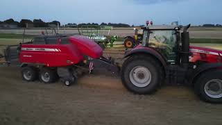 Baling with a Massey Ferguson 8737, John Deere 7R 370 and 2 MF 2270 HD's Short Version