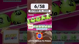 Lotto Result October 13, 2024 6/58 Ultra Lotto |  #pcsolottoresulttoday #lottoresults #swertres