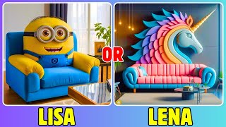 Lisa or Lena #15🔥| Minion vs Unicorn 💛💗| WHAT WOULD YOU CHOOSE? #lisa #lena