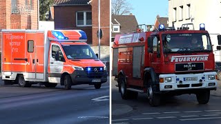 TLF 24/50 und Rettungswagen der Feuerwehr Alsdorf auf Einsatzfahrt