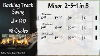 Minor ii V I (2 5 1) in B (140 BPM), Backing Track