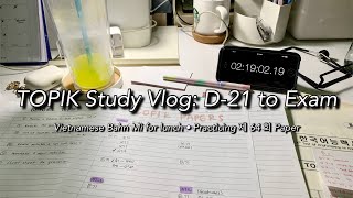 Countdown to TOPIK: D-21 | Light Study Day | Vietnamese Food | Korean Study Vlog | 한국어 능력시험