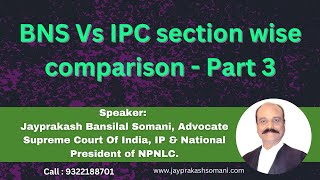 BNS Vs IPC section wise comparison - Part - 3