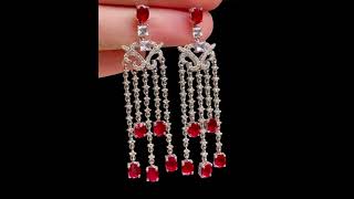 Luxury 3ct Natural Ruby Earrings with Diamonds, Classic Design, Visit Our Website for More