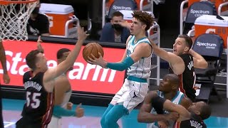 LaMelo Ball Shocks Miami Heat With Switching Hands in mid-air Layout