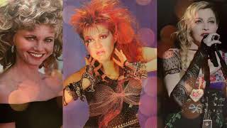 Olivia Newthon John,Cyndi Lauper y Madonna