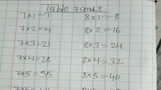 Table of trick 7 And8 |Multiplication trick|#shorts #viralvideo |#tableof7and8