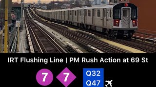 MTA NYCT | (7) (7X) PM Rush Action at 69th Street-Fisk Av