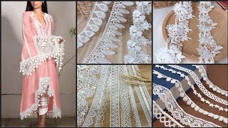 How to Design Your Plain Winter Dresses With White Laces//Latest Ideas Detailing Videos