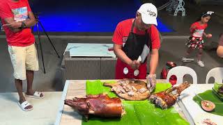 How to cut whole roasted pig