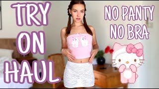 4K INCREDIBLE TRANSPARENT SHEER CLOTHES |  NO BRA TREND TRY-ON HAUL WITH PETITE ANGEL