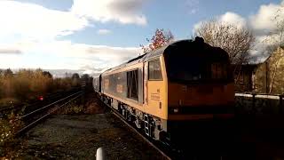 60021 Powers Drax fuel train at Rochdale Lancashire November 2023