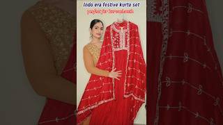 Indo era beautiful red anarkali kurta set perfect for this karvachauth | #fashion #trending #ethnic