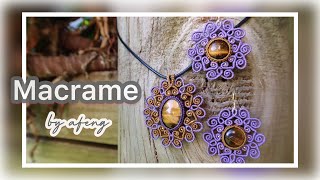 Macrame by Afeng: 2021-18｜Macrame Tutorial｜Macrame Pendant｜Earrings｜Butterfly Heart｜DIY｜编绳