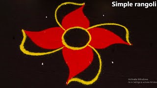 New rangoli designs for beginner's with dots | Simple kolam | Small flower by jayanthi