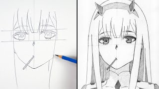 How to Draw Zero Two Step by Step [Darling in the Franxx] Anime Drawing