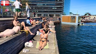 🇩🇰Kalvebod Brygge Harbour Bath Beach | Copenhagen Denmark, 4K Beach Walk, Bikini Beach, 12 May 2024